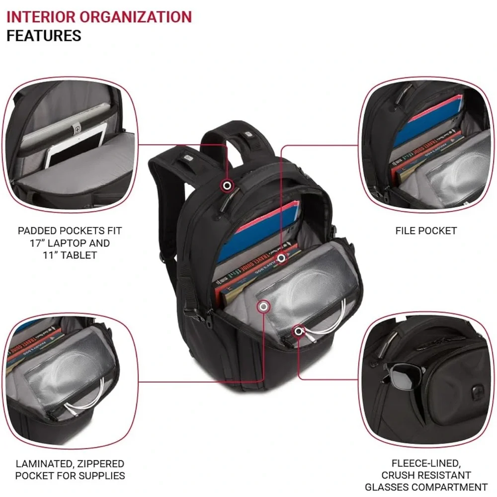 SwissGear Black Backpack with Durable Fabric and Padded Straps - Picture 4 of 10